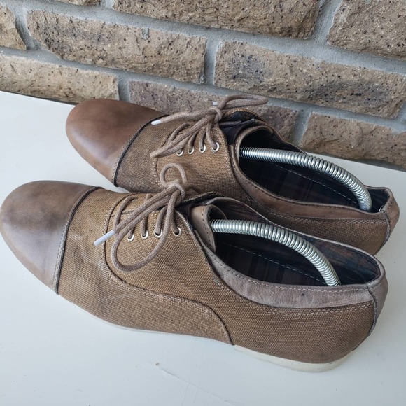 Bed Stu Goodman Brown Distressed Leather Canvas Oxford Shoe Lace Up Cap Toe 9.5 main image 9